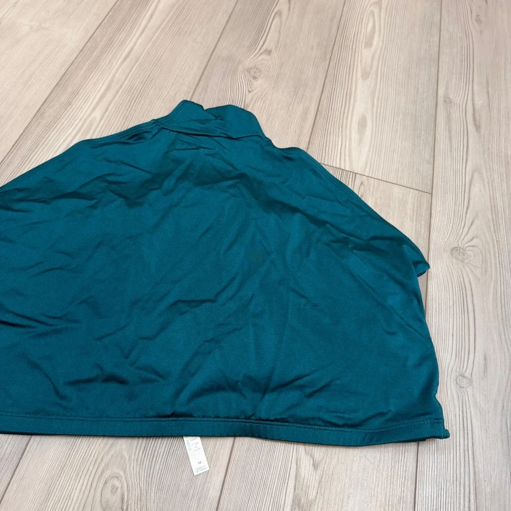Swim by Cacique Teal Green Ruched High Waisted Caged Side Bikini Bottoms 32